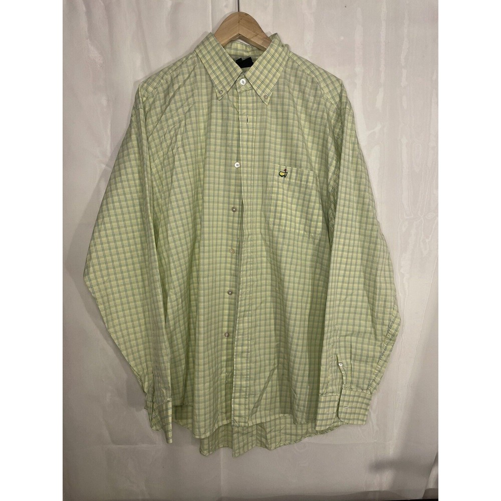 Clubhouse Collection Masters Yellow Blue Plaid Long Sleeve Button Down Shirt XXL